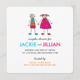 Jongen + Meisje = Love Couples Shower Custom Invit Kaart