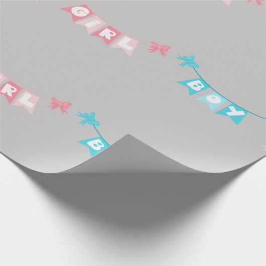 Jongen Meisje Roze Blauwe Banner Geslacht Reveal P Cadeaupapier (Hoek)