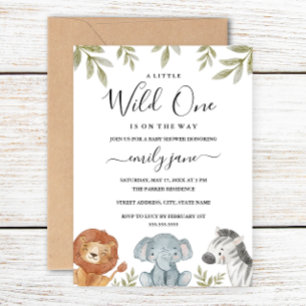 Jongen Meisje Safari Schattige Dieren Baby Shower Kaart