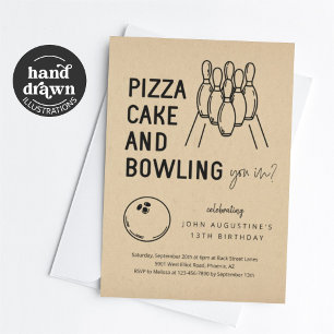 Jongen Meisje Tiener Kinder Bowling Party Uitnodig Kaart