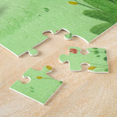 Jongen & Meisje Tuin Kleurrijke Kunst voor Kindere Legpuzzel (Zijkant)