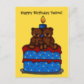 Jongen-meisje tweeling op verjaardagstaart briefka briefkaart (Voorkant)