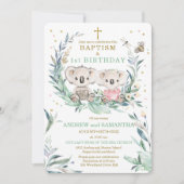 Jongen Meisje Twins Doop en Verjaardag Kaart (Voorkant)