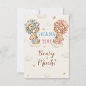 Jongen Meisje Twins Douche Pastel Blauw Beige Bedankkaart (Achterkant)