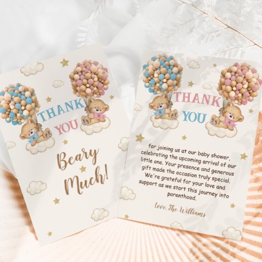 Jongen Meisje Twins Douche Pastel Blauw Beige Bedankkaart