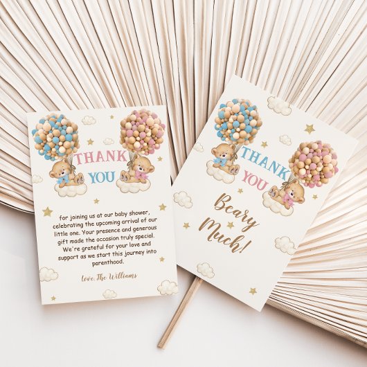 Jongen Meisje Twins Douche Pastel Blauw Beige Bedankkaart