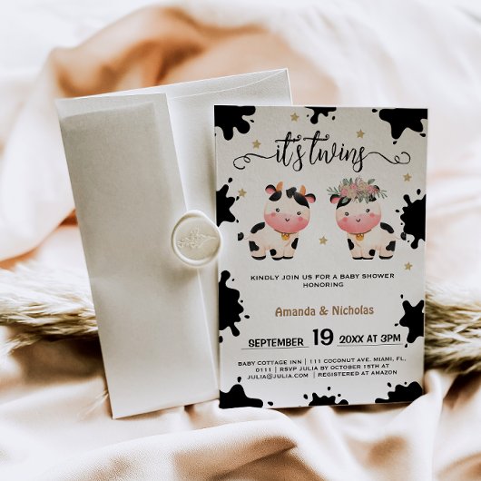 Jongen Meisje Twins Heilige Koe Thema Baby shower Kaart
