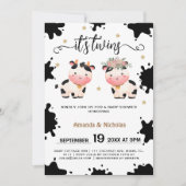 Jongen Meisje Twins Heilige Koe Thema Baby shower Kaart (Voorkant)