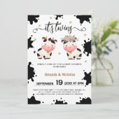 Jongen Meisje Twins Heilige Koe Thema Baby shower Kaart (Staand voorkant)