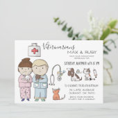 Jongen & Meisje Veterinaire Thema Kinder Partij Kaart (Staand voorkant)