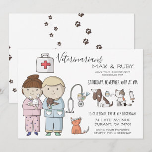 Jongen & Meisje Veterinaire Thema Kinder Partij Kaart