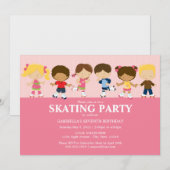 Jongen/MeisjesSkaters | uitnodiging van de roze Bi (Voorkant / Achterkant)