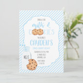 Jongen Melk en Cookies blauwe Verjaardag Kaart (Staand voorkant)