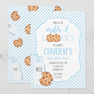 Jongen Melk en Koekjes blauwe Verjaardag Kaart
