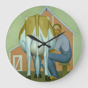 Jongen melken een Koe van Grant Wood Grote Klok