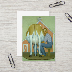 Jongen melken een Koe van Grant Wood Visitekaartje