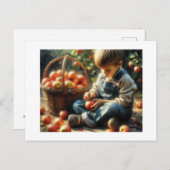Jongen met appels, briefkaart (Voorkant / Achterkant)
