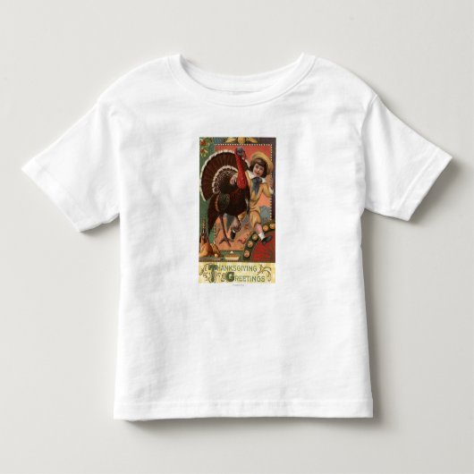 Jongen met Arm rond een Turkije Kinder Shirts (Voorkant)