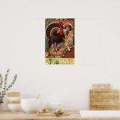 Jongen met Arm rond een Turkije Poster (Keuken)