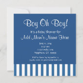 Jongen met Baby shower A01 met blauwe strepen Kaart (Voorkant)
