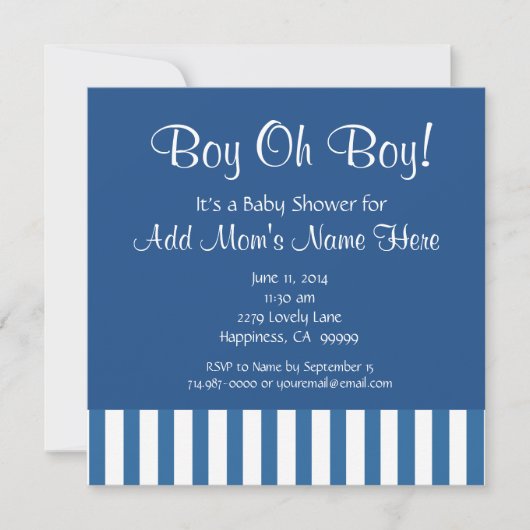 Jongen met Baby shower A01 met blauwe strepen Kaart (Voorkant)