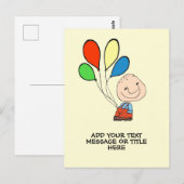 Jongen met ballonnen Voeg Jouw tekst toe Briefkaart (Voorkant / Achterkant)