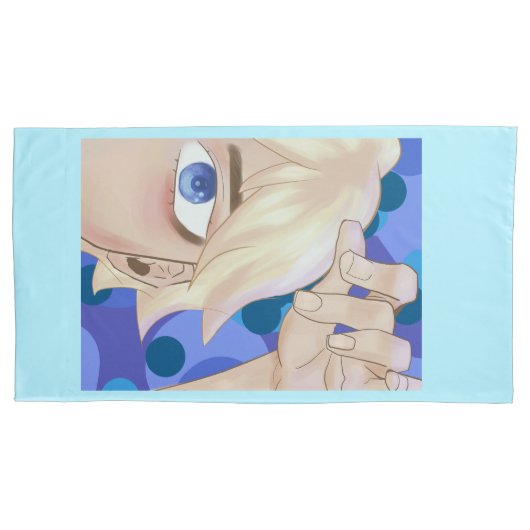 Jongen met blauwe blonde haren semi-realisme kunst kussensloop (Voorkant)