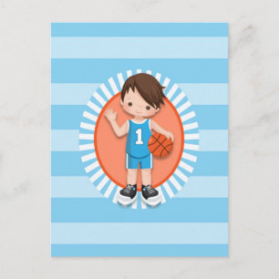 Jongen met bruin haar Basketbalspeler Briefkaart