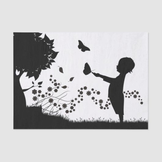 Jongen met Butterflies ontkoppelen Tissuepapier (Voorkant)