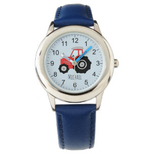 Jongen met Cute Boerderij Tractor Kinderen met naa Horloge