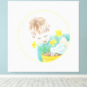 Jongen met Daffodils Canvas Afdruk (Insitu (Houten vloer))