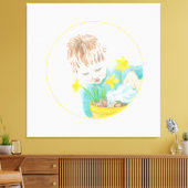 Jongen met Daffodils Canvas Afdruk (Insitu (Woonkamer))