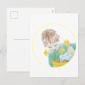 Jongen met Daffodils Feestdagenkaart (Voorkant / Achterkant)