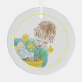 Jongen met Daffodils Glas Ornament (Achterkant)
