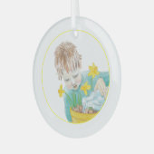 Jongen met Daffodils Glas Ornament (Voorkant links)