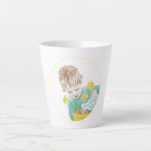 Jongen met Daffodils kleine laterende Mok (Voorkant)