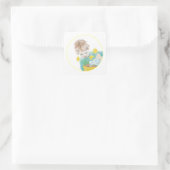 Jongen met Daffodils Vierkante Sticker (Tas)