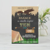 Jongen met dubbele cijfers 10e bday camping eagle  kaart (Staand voorkant)