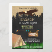 Jongen met dubbele cijfers 10e bday camping eagle  kaart (Voorkant / Achterkant)