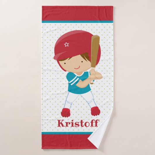 Jongen met een aangepast keukenhanddoek voor honkb badhanddoek (Badhanddoek)