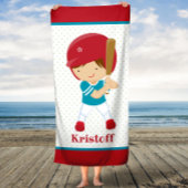 Jongen met een aangepast keukenhanddoek voor honkb badhanddoek