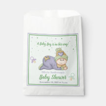 Jongen met één baby - Groen en Paars Baby shower