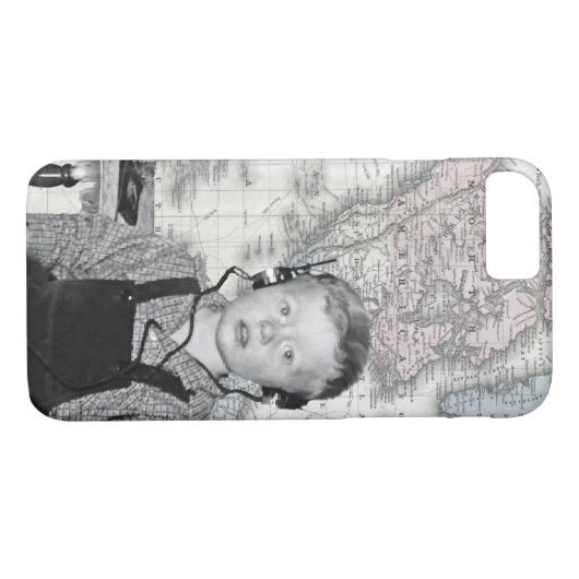 Jongen met een crystal Radio Set Map Case-Mate iPhone Case (Achterkant (Horizontaal))