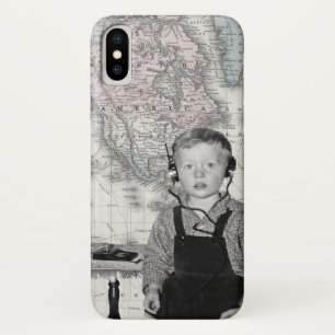 Jongen met een crystal Radio Set Map Case-Mate iPhone Case