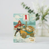 Jongen met een Kar - het Briefkaart van de Groet (Staand voorkant)