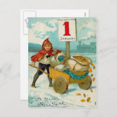 Jongen met een Kar - het Briefkaart van de Groet (Voorkant / Achterkant)