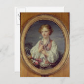 Jongen met een mand bloemen briefkaart (Voorkant / Achterkant)