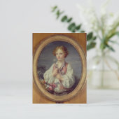 Jongen met een mand bloemen briefkaart (Staand voorkant)