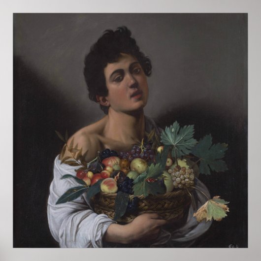 Jongen met een mand fruit poster (Voorkant)