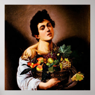 Jongen met een mand fruit van Caravaggio Poster